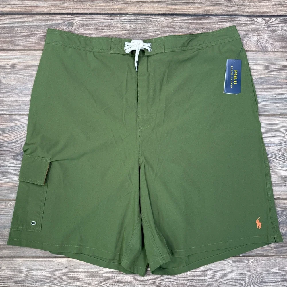 Polo Ralph Lauren‎ Mens Swim Trunks Size 2XLT Green Cargo Board Shorts NWT